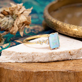 Timeless 3 Carat Emerald Cut Opal Engagement Ring